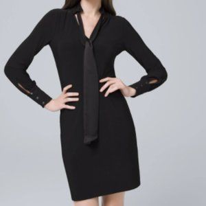 WHBM Black Tie-Neck Shift Dress